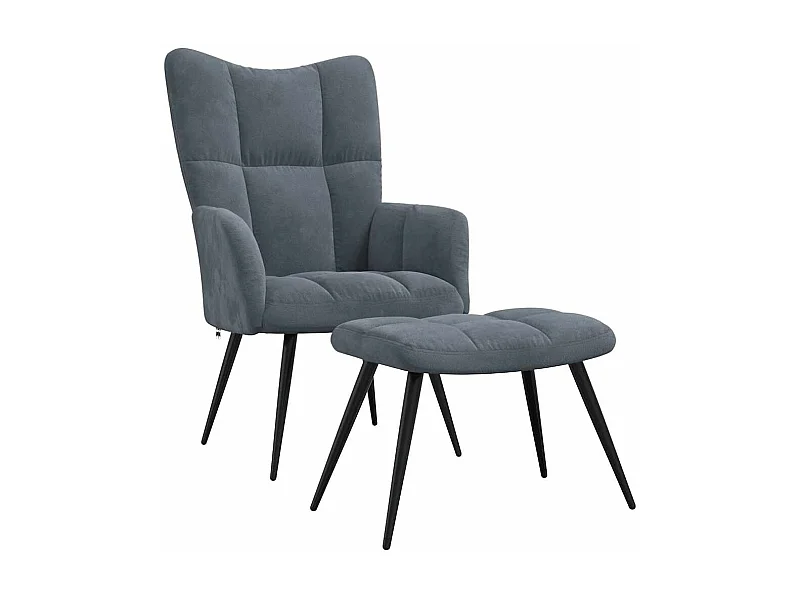 Relaxsessel mit Hocker | Lounge Sessel Dunkelgrau Samt SHL31152