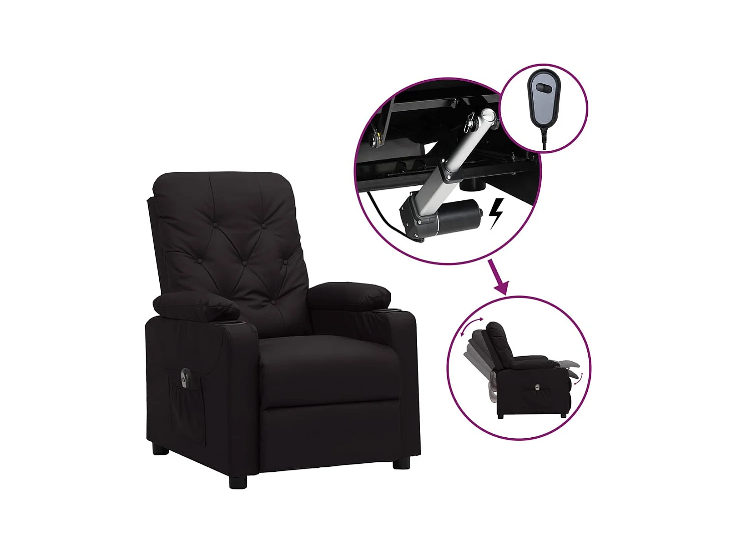 Sillón de relax | Silla | Sillón reclinable eléctrico de cuero sintético negro SHL9237