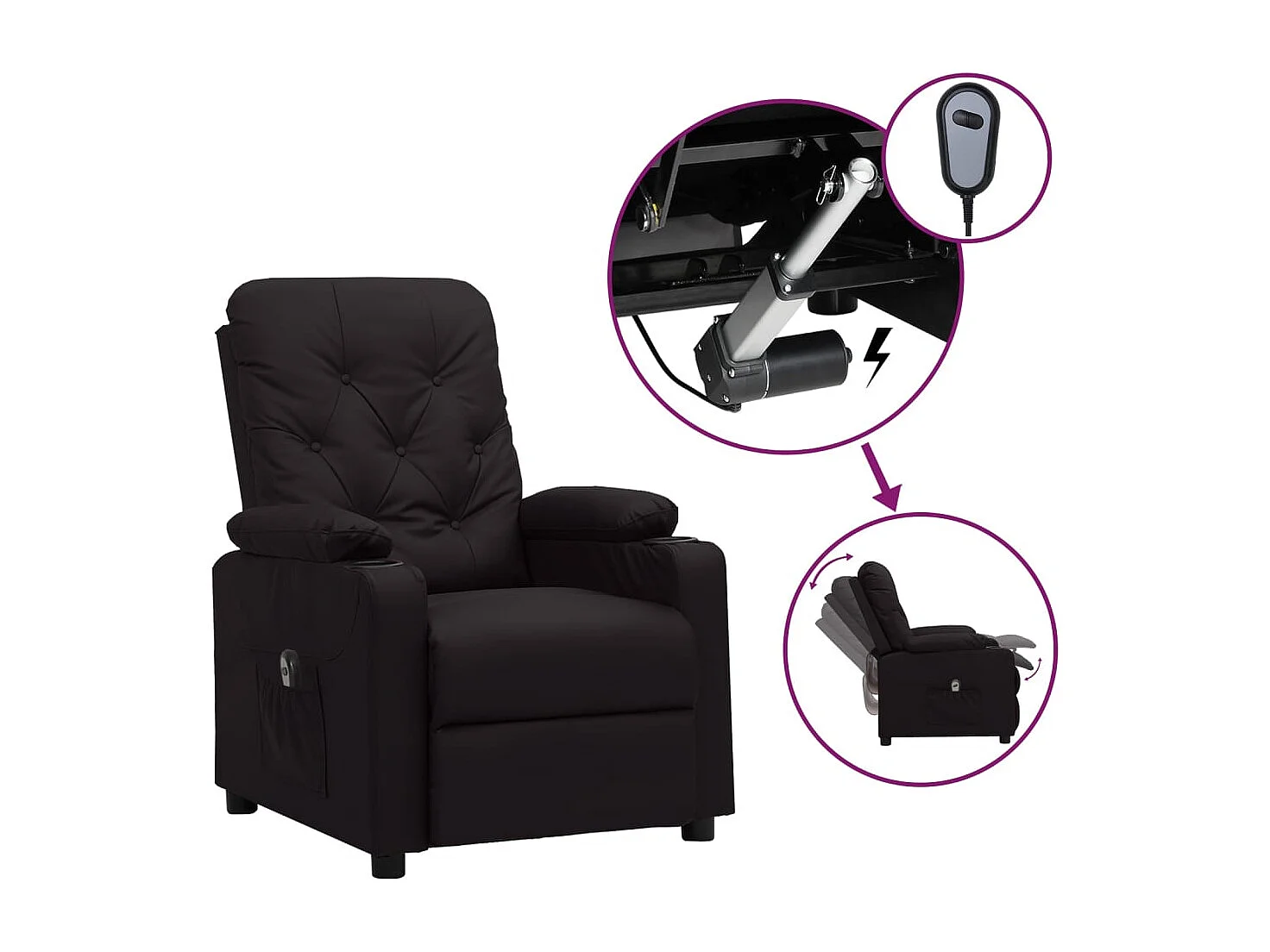 Fauteuil inclinable électrique-Chaise de relax-Fauteuil salon Noir Similicuir SHL1153