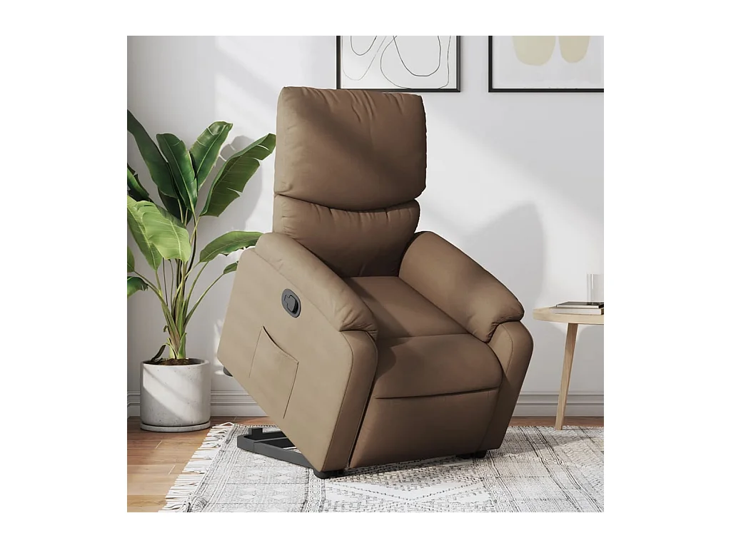 Sillón de relax | Silla | Sillón reclinable elevable de tela marrón SHL3973