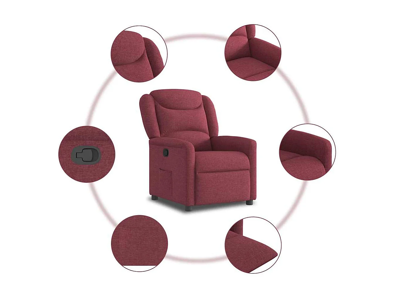 Sillón de relax | Silla | Sillón reclinable de tela rojo tinto SHL2102