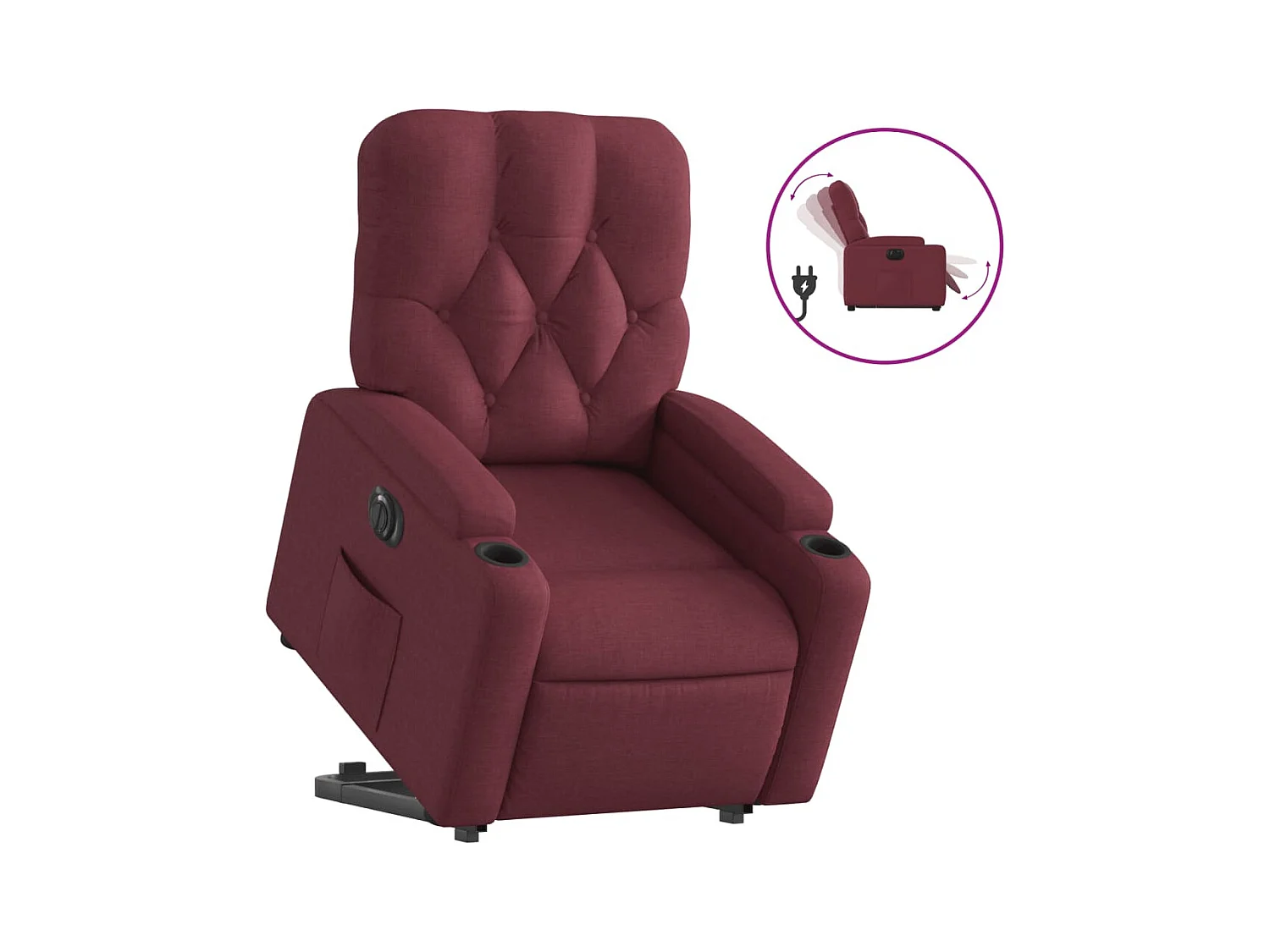 Fauteuil inclinable électrique-Chaise de relax-Fauteuil salon rouge bordeaux tissu SHL3830
