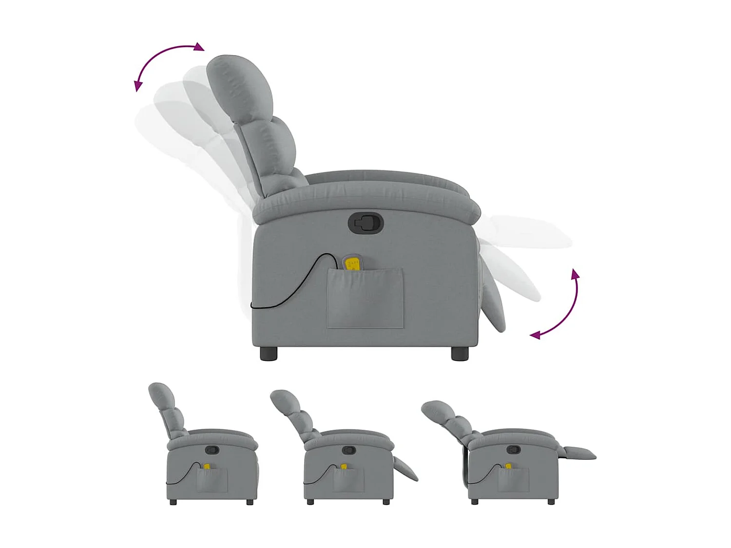 Sillón de relax | Sillón reclinable de masaje de tela gris claro SHL5186