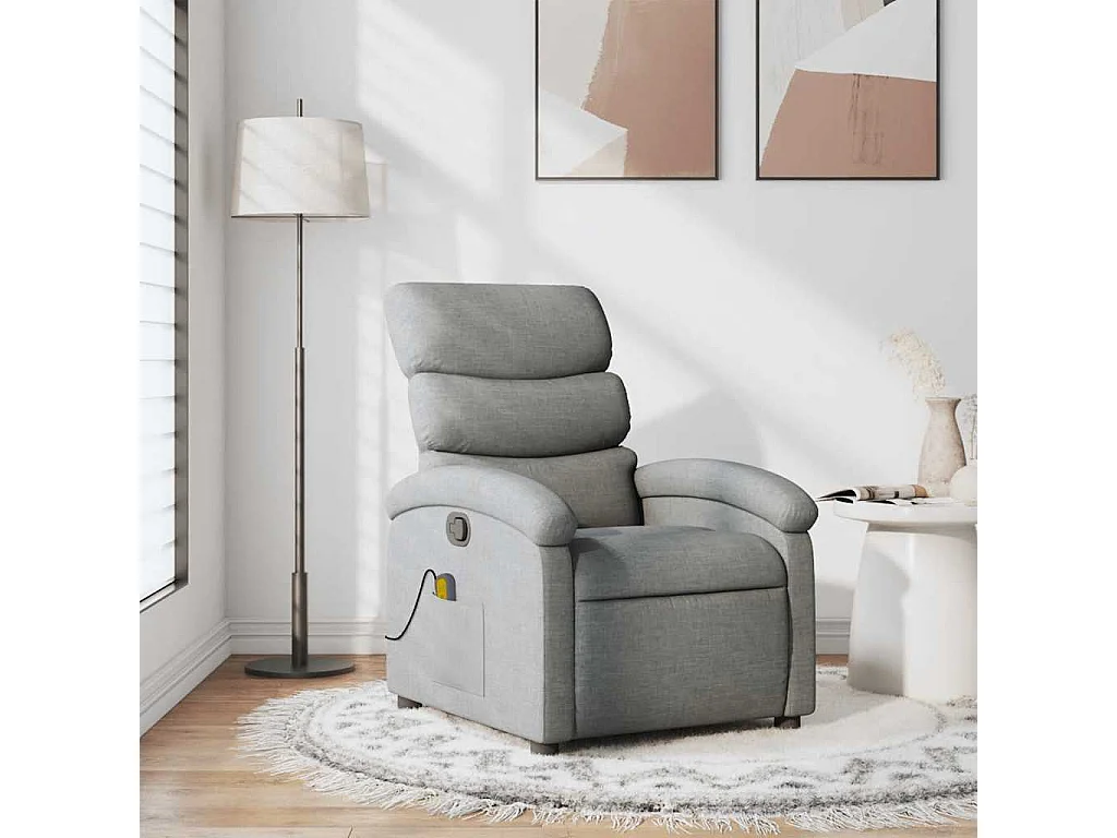 Fauteuil inclinable-Fauteuil salon-Fauteuil de massage Gris clair Tissu SHL2501