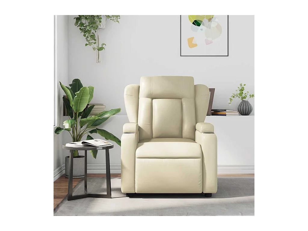 Sillón de relax | Sillón reclinable de masaje cuero sintético crema SHL5273