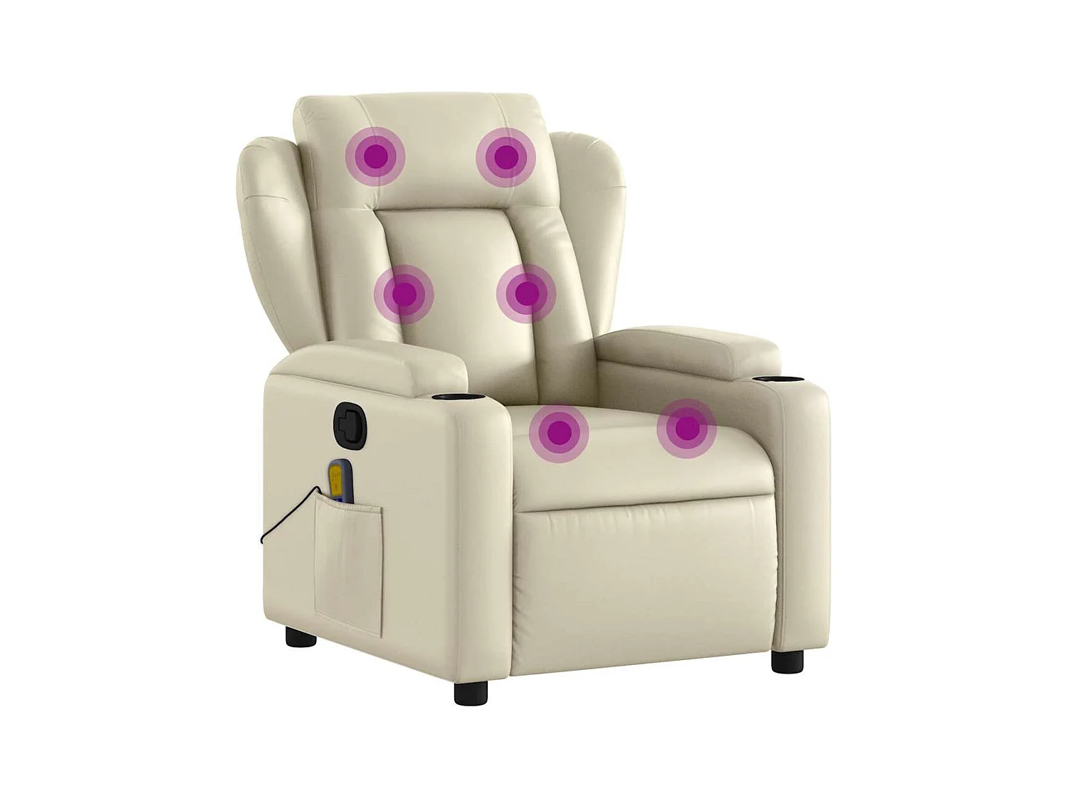 Fauteuil inclinable-Chaise de relax-Fauteuil de Massage Crème Similicuir SHL2149