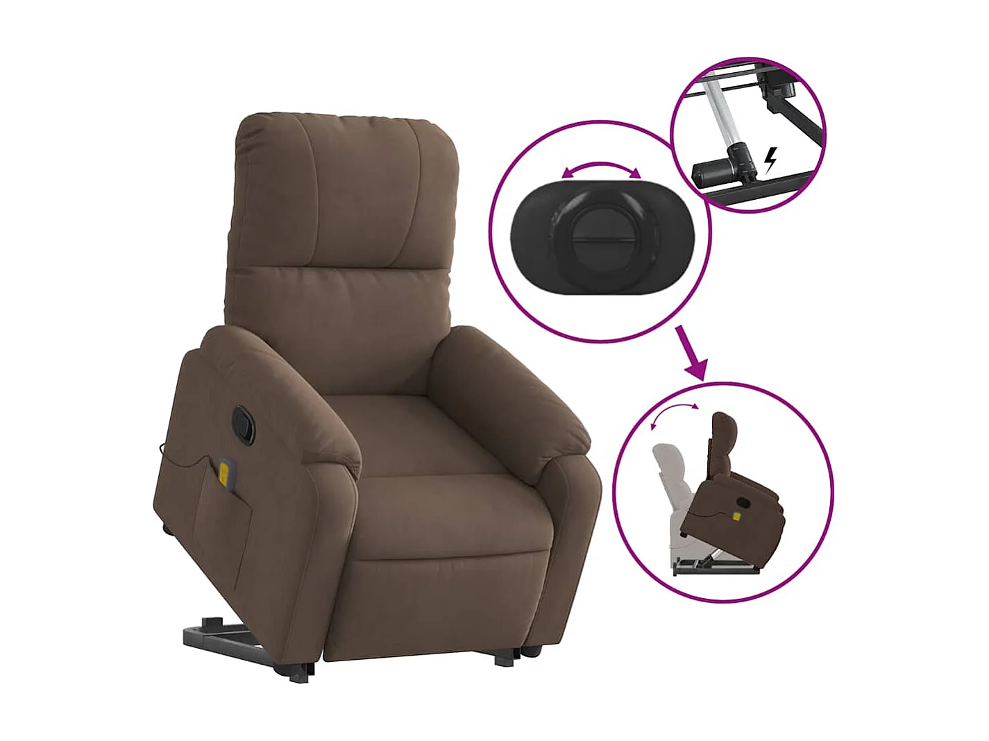 Sta-op-massagestoel verstelbaar microvezelstof bruin