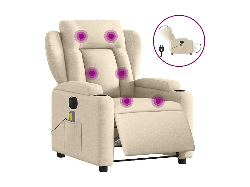 Sillón de relax | Sillón reclinable de masaje eléctrico tela color crema SHL6228