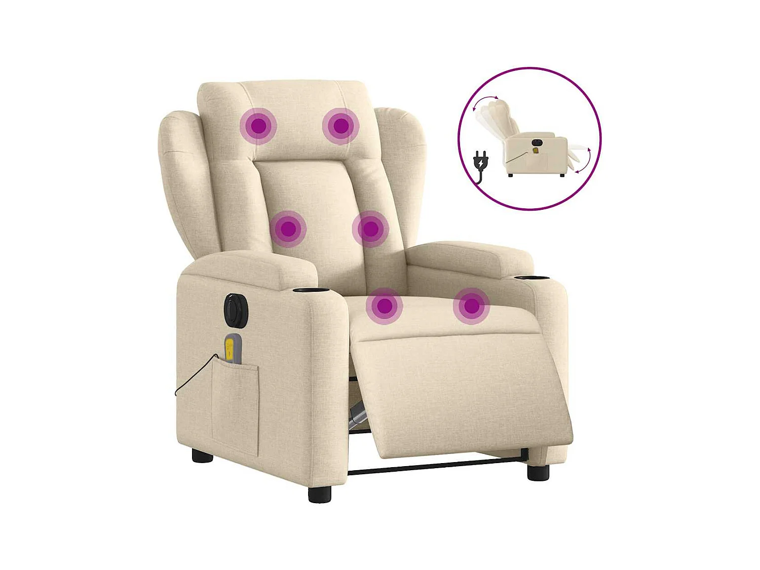 Sillón de relax | Sillón reclinable de masaje eléctrico tela color crema SHL6228