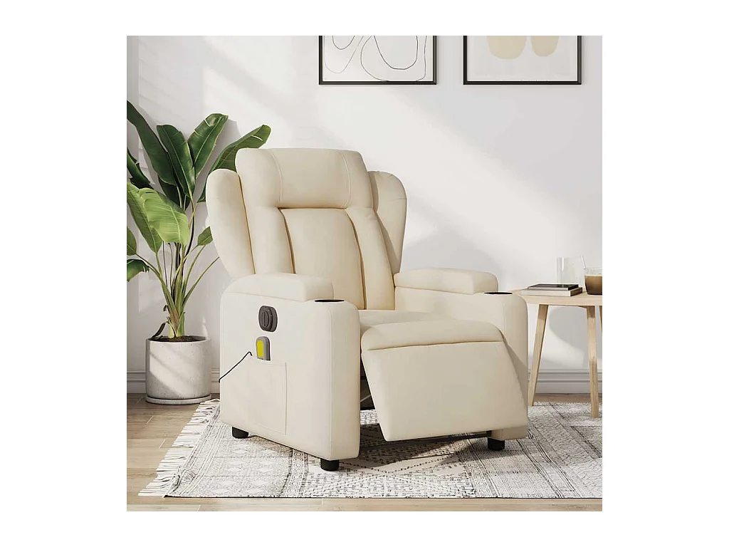 Sillón de relax | Sillón reclinable de masaje eléctrico tela color crema SHL6228