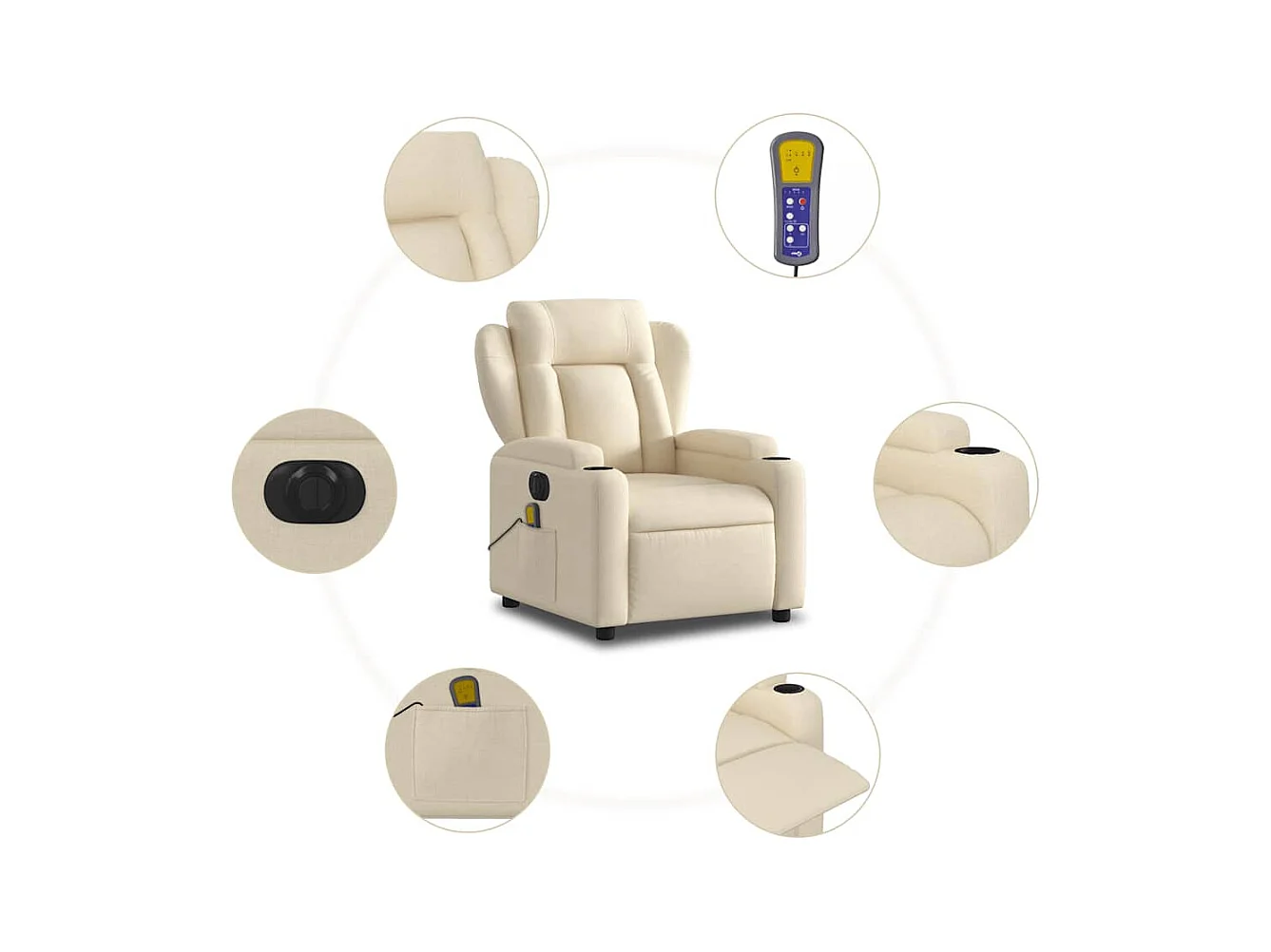Sillón de relax | Sillón reclinable de masaje eléctrico tela color crema SHL6228
