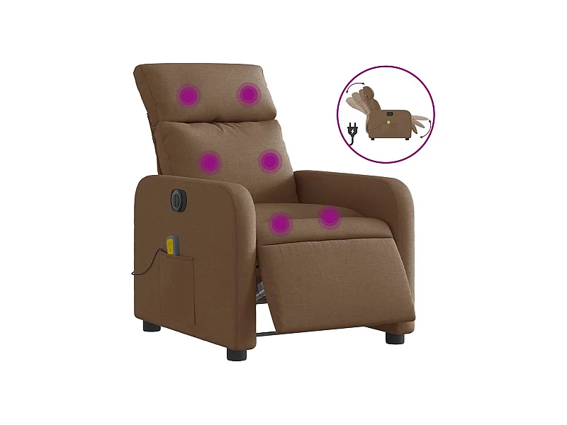 Fauteuil inclinable électrique-Chaise de relax-Fauteuil de Massage marron tissu SHL3620
