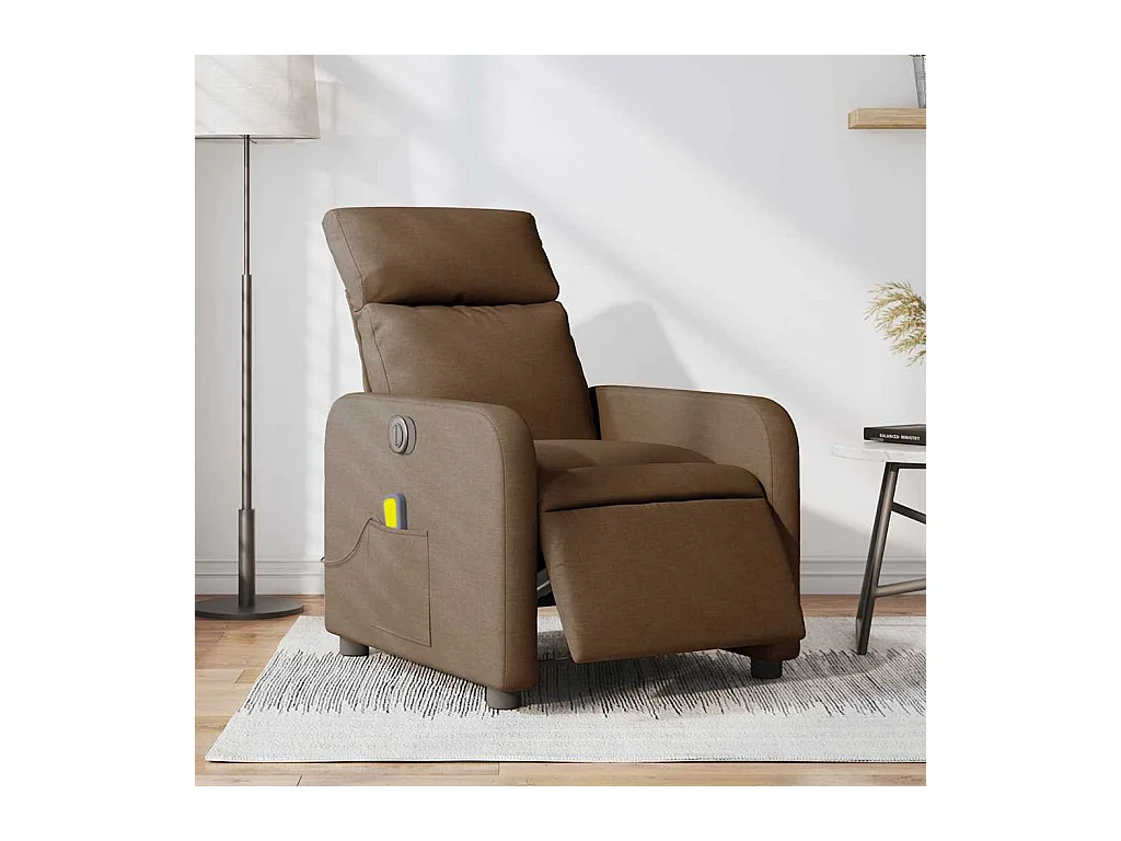 Fauteuil inclinable électrique-Chaise de relax-Fauteuil de Massage marron tissu SHL3620