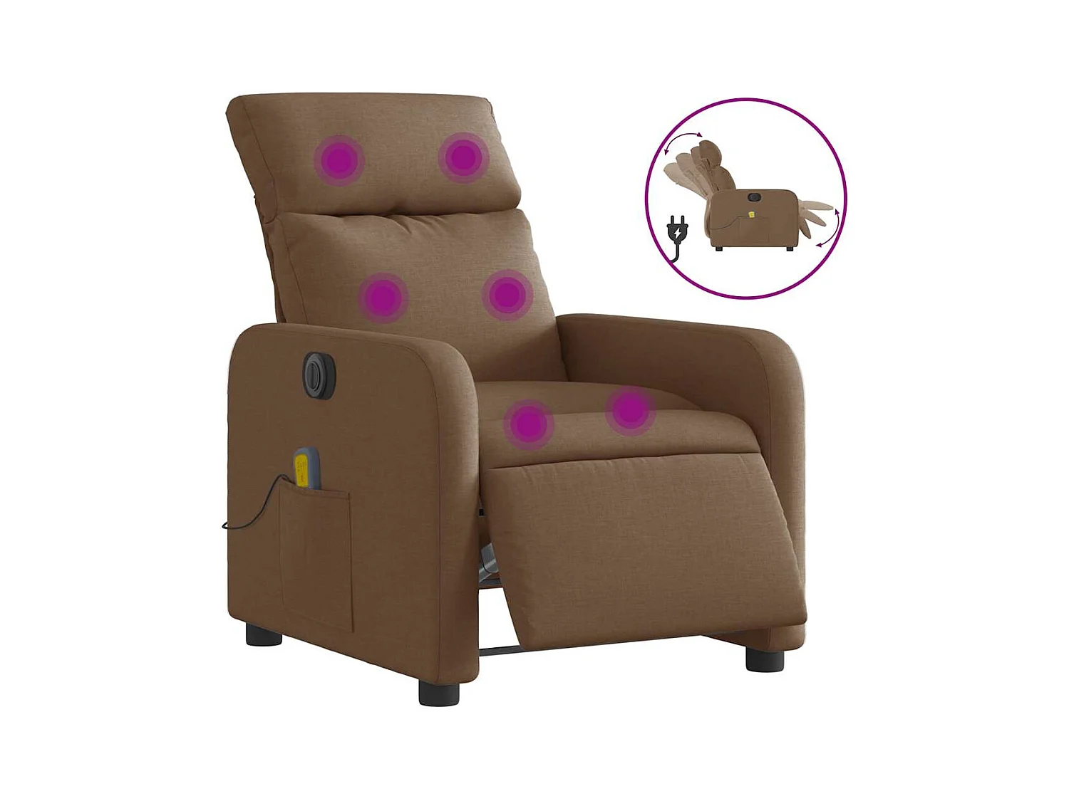 Fauteuil inclinable électrique-Chaise de relax-Fauteuil de Massage marron tissu SHL3620
