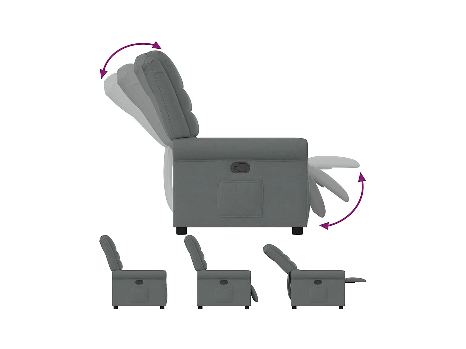 Poltrona Confortável | Poltrona reclinável elétrica tecido cinzento-escuro SHL495179