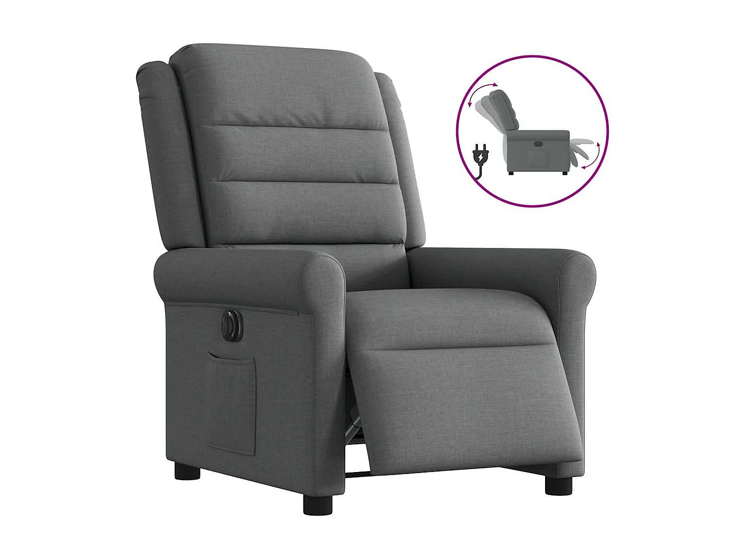 Relaxsessel Elektrisch | Lounge Sessel indoor Dunkelgrau Stoff SHL87046