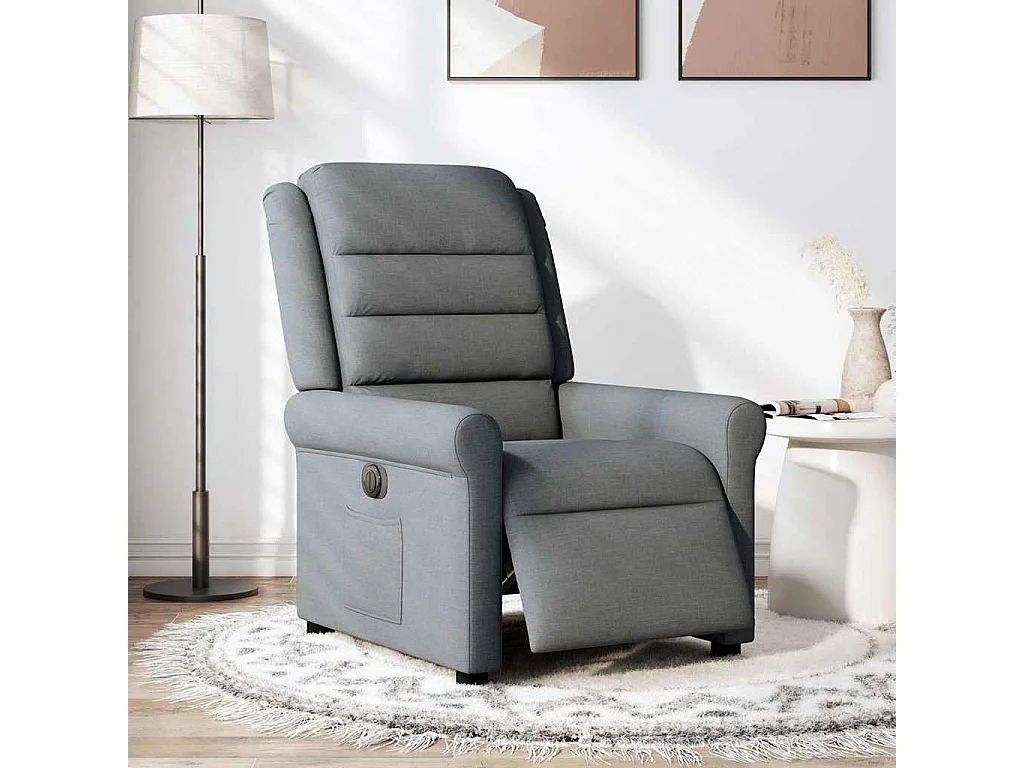 Relaxsessel Elektrisch | Lounge Sessel indoor Dunkelgrau Stoff SHL87046