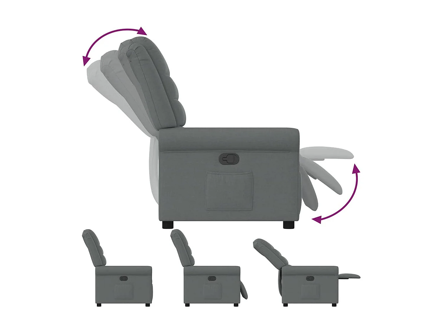 Relaxsessel Elektrisch | Lounge Sessel indoor Dunkelgrau Stoff SHL87046