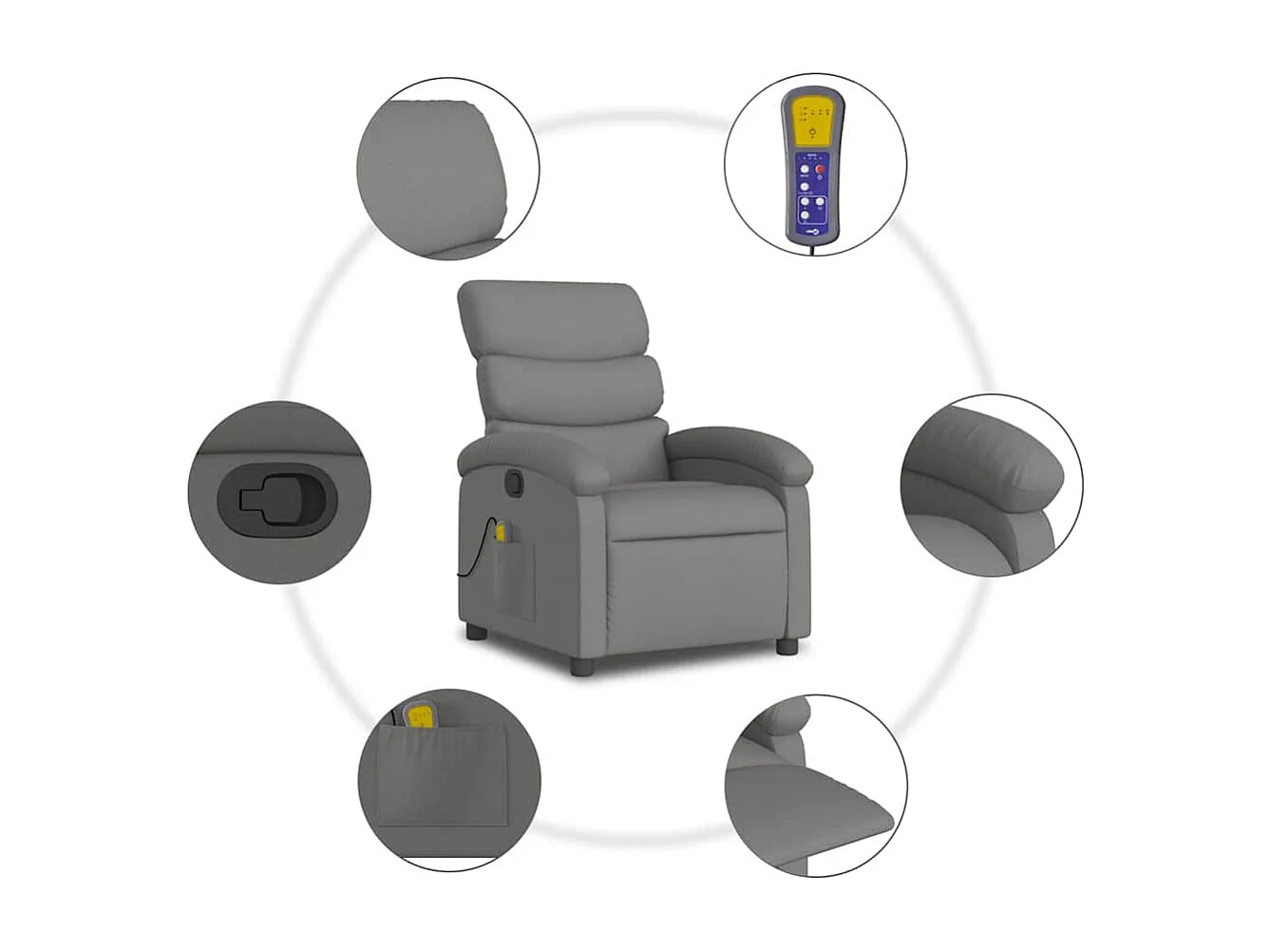 Fauteuil inclinable-Fauteuil salon-Fauteuil de massage Gris foncé Tissu SHL2950