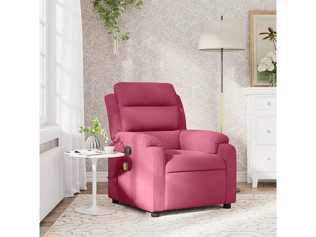 Fauteuil inclinable-Chaise de relax-Fauteuil de Massage rouge bordeaux velours SHL4980