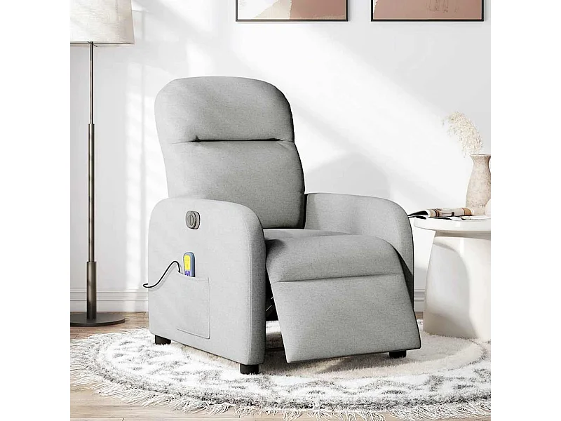 Poltrona massagens reclinável elétrica tecido cinzento-nublado SHL778826