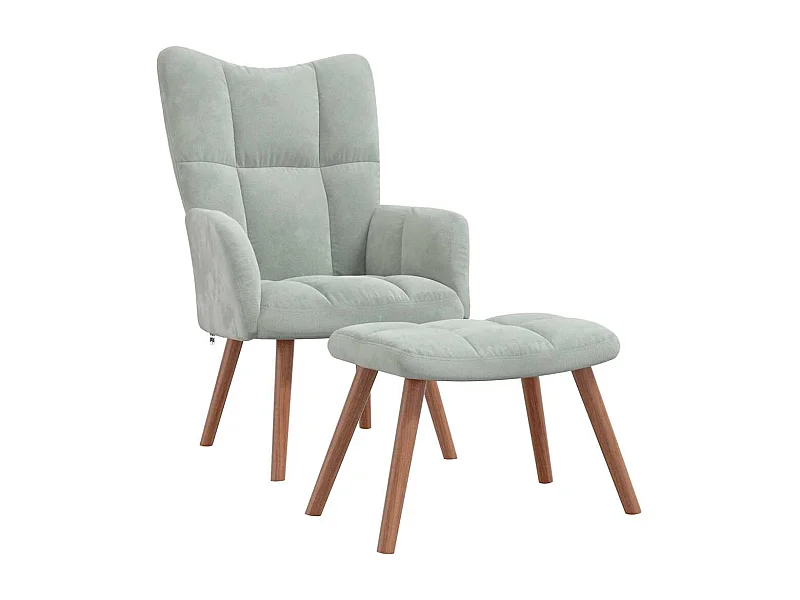 Sillón de relax | Silla de relax con taburete de terciopelo gris claro SHL4030