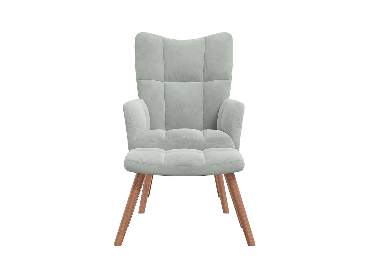 Sillón de relax | Silla de relax con taburete de terciopelo gris claro SHL4030