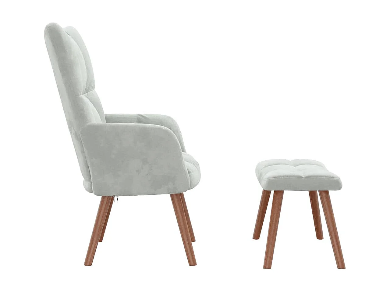 Sillón de relax | Silla de relax con taburete de terciopelo gris claro SHL4030