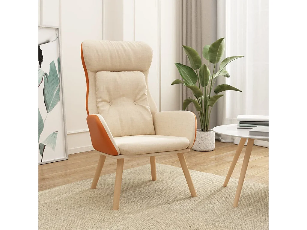 Sillón de relax | Silla de relax de tela y PVC color crema SHL6570
