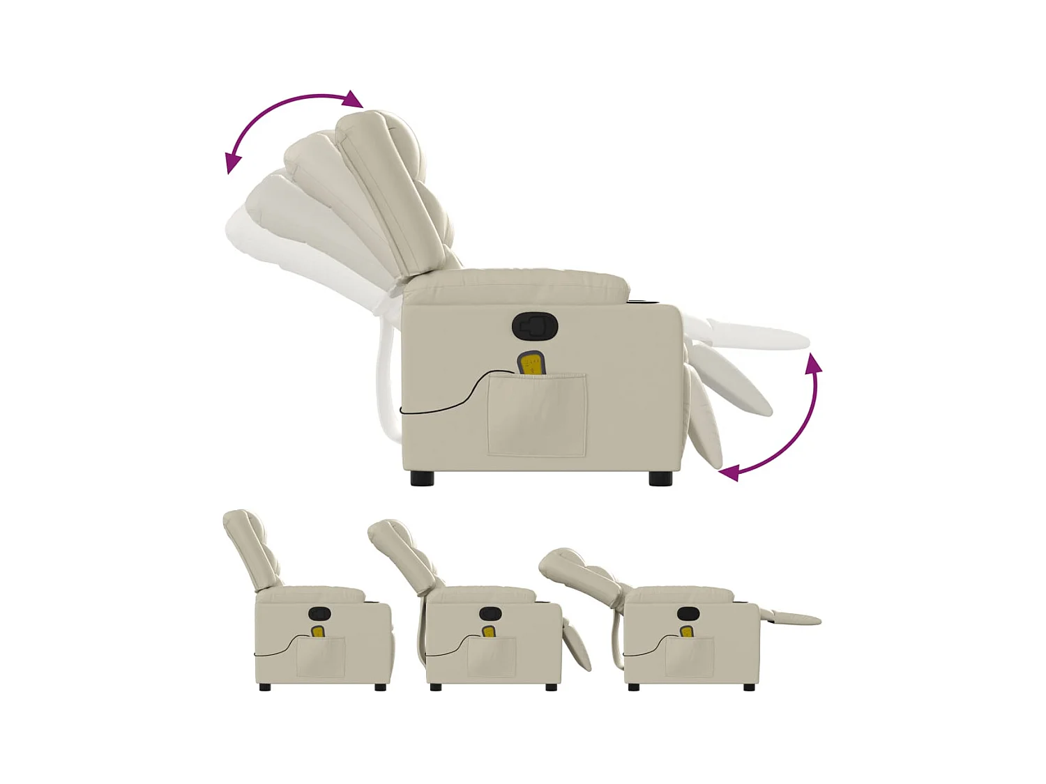 Sillón de relax | Sillón reclinable de masaje cuero sintético crema SHL8949