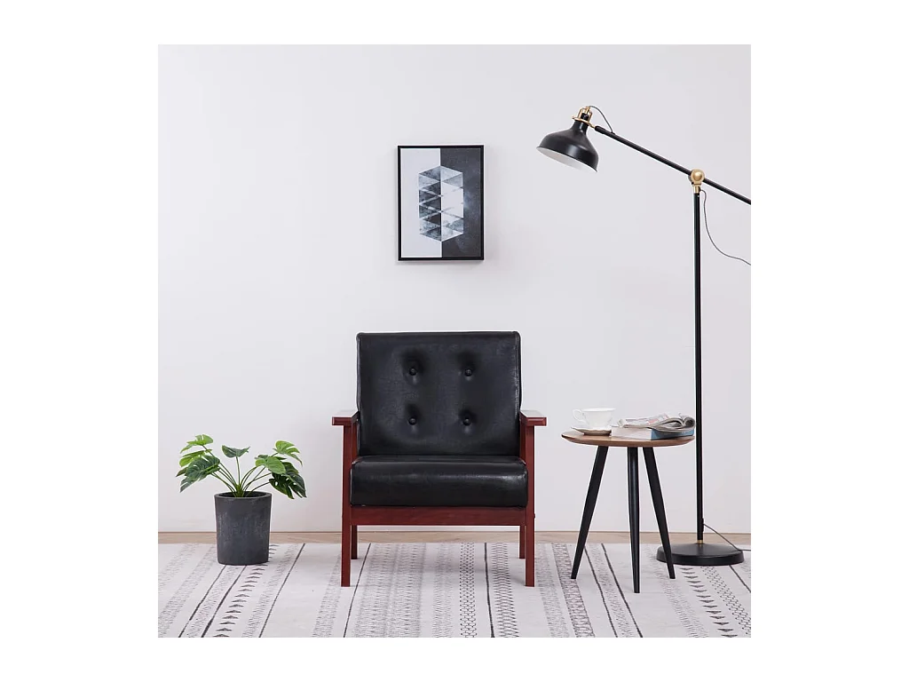 Sillón | Silla de cuero sintético negro SHL7232