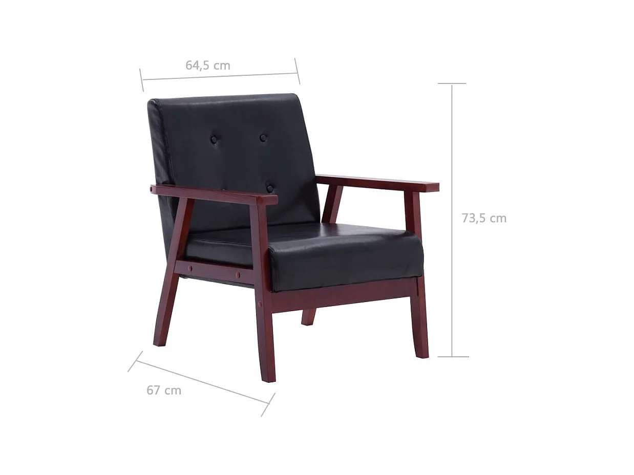 Sillón | Silla de cuero sintético negro SHL7232