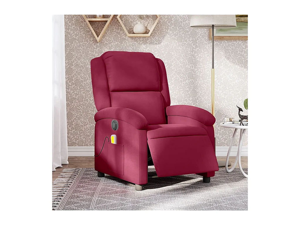 Sillón de relax | Sillón reclinable de masaje eléctrico terciopelo rojo tinto SHL8684