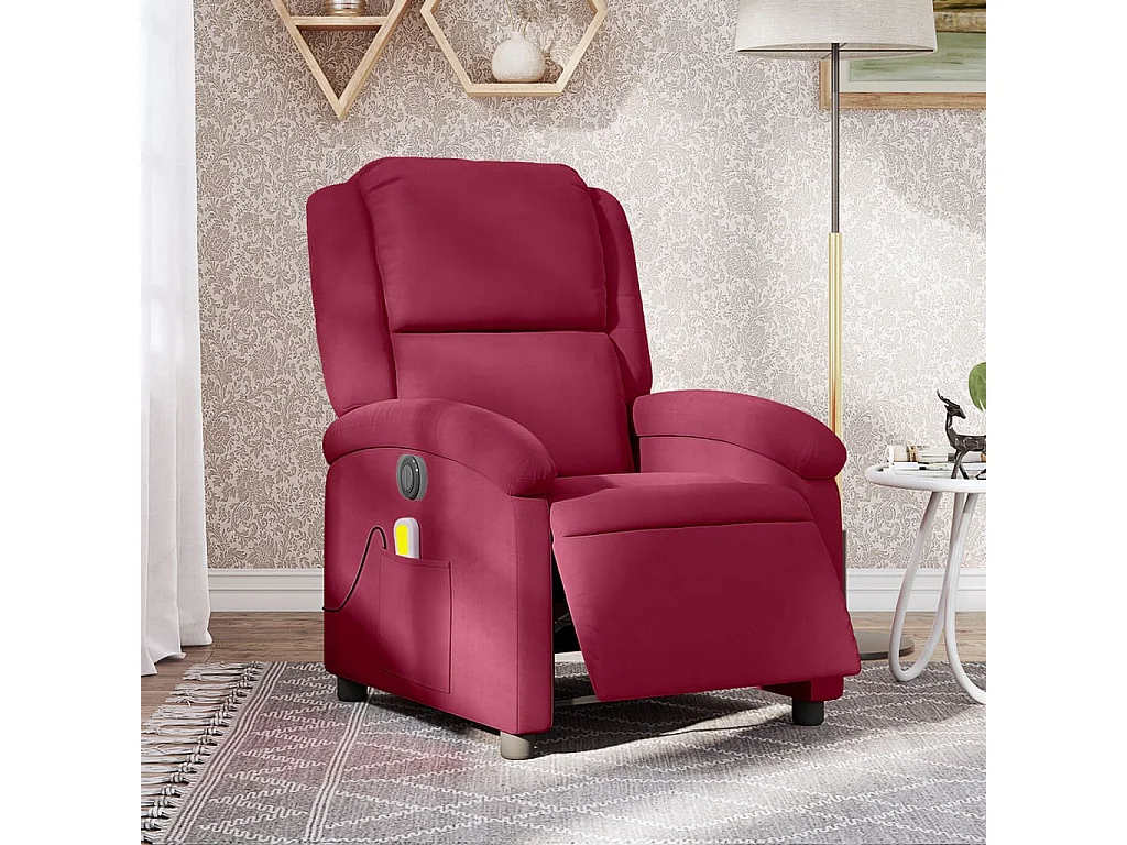 Fauteuil inclinable électrique-Chaise-Fauteuil de Massage rouge bordeaux velours SHL3542