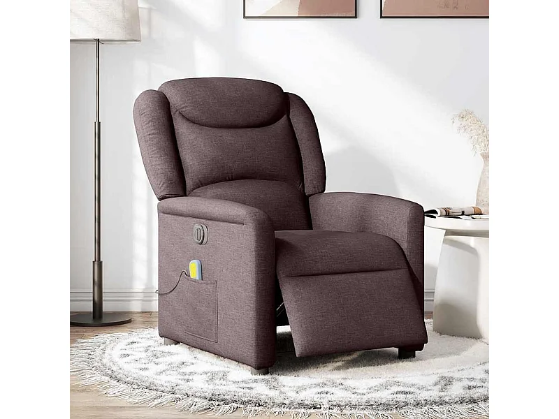 Poltrona reclinável massagens elétrica | Poltrona Confortável tecido castanho-escuro SHL455705