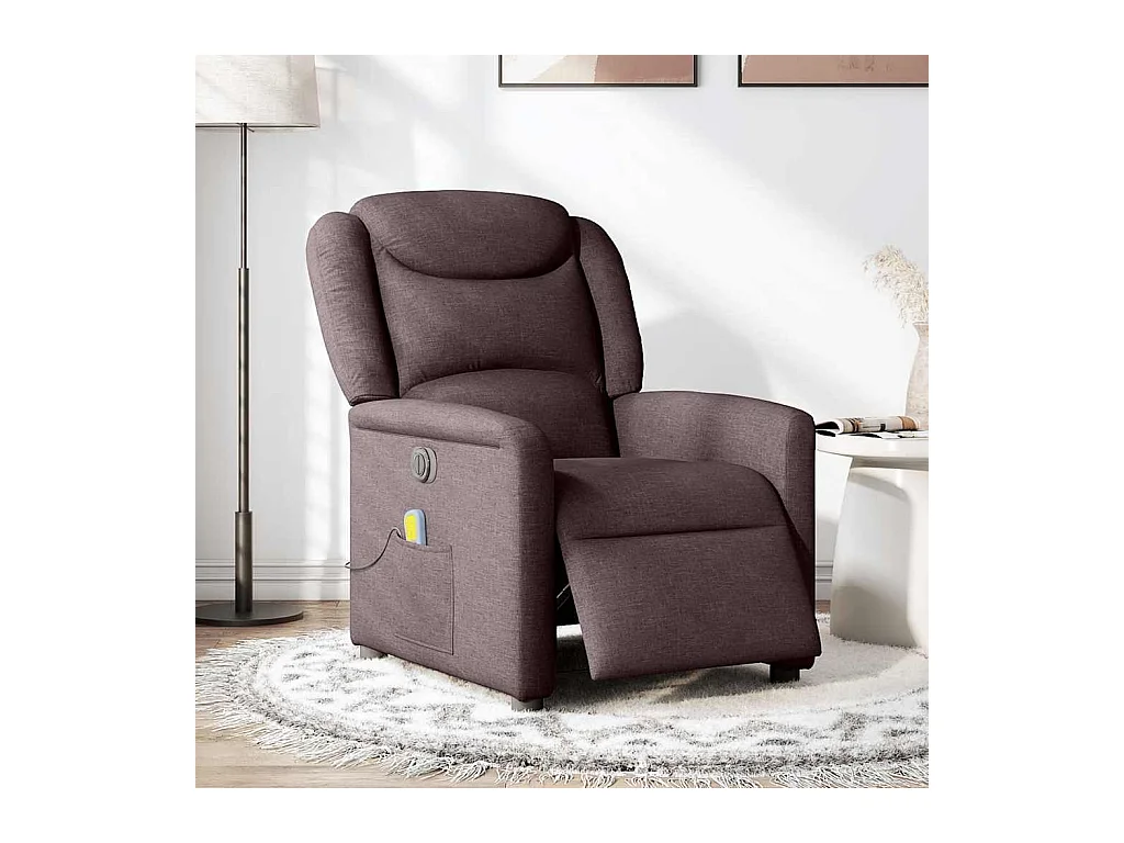 Poltrona reclinável massagens elétrica | Poltrona Confortável tecido castanho-escuro SHL455705
