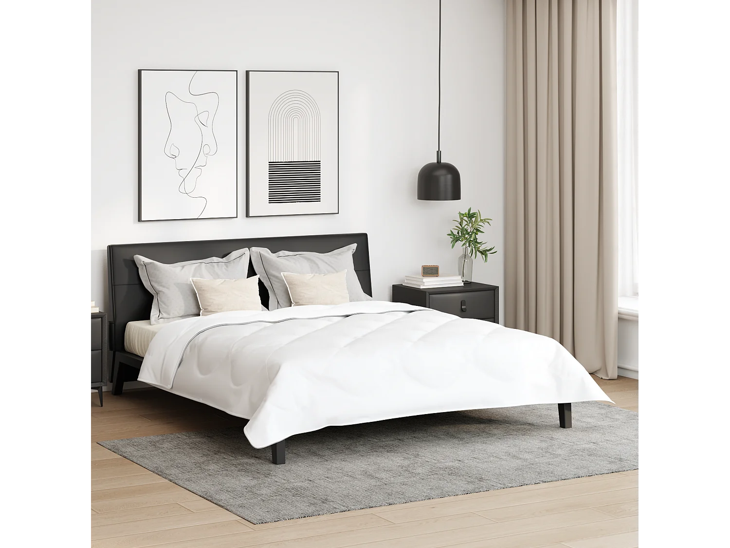 Duvet avec Oreiller | Ensemble de literies Autre 3 pcs Blanc 200 x 200 cm Microfibre