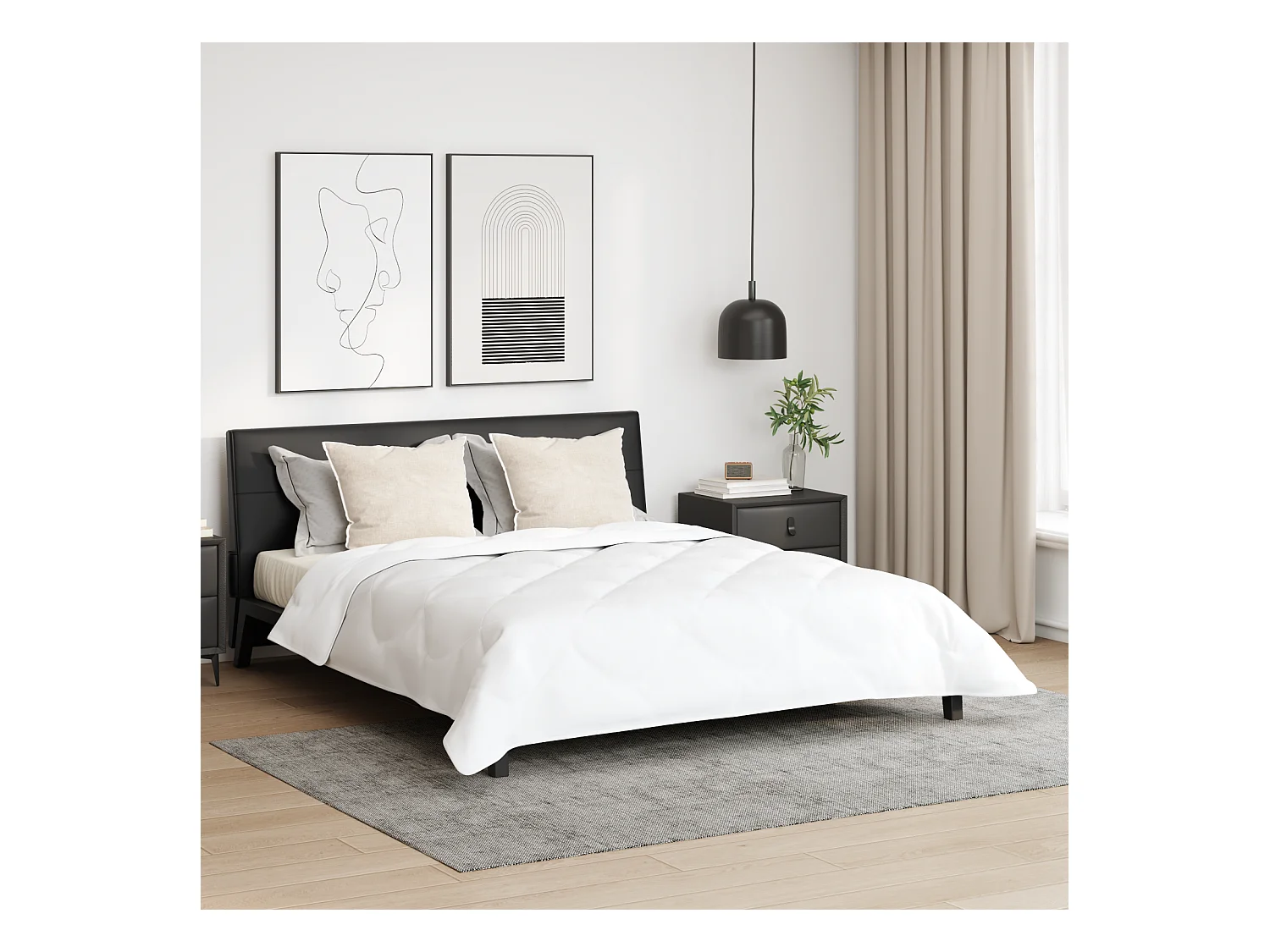 Duvet d'hiver avec Oreiller | Ensemble de literie 3 pcs Blanc 240 x 220 cm Microfibre