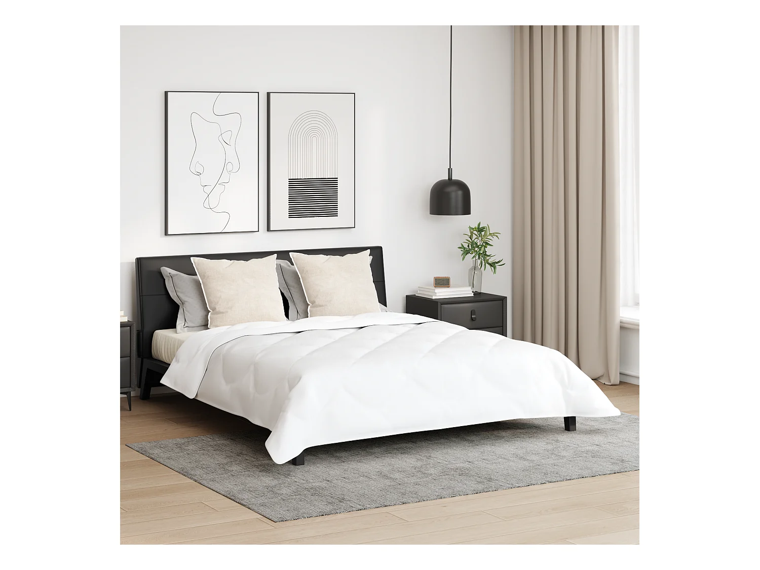 Duvet d'hiver avec Oreiller | Ensemble de literie 3 pcs Blanc 240 x 260 cm Microfibre
