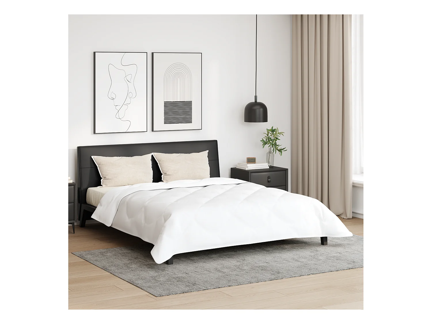 Duvet d'hiver avec Oreiller | Ensemble de literie 3 pcs Blanc 240 x 220 cm Microfibre