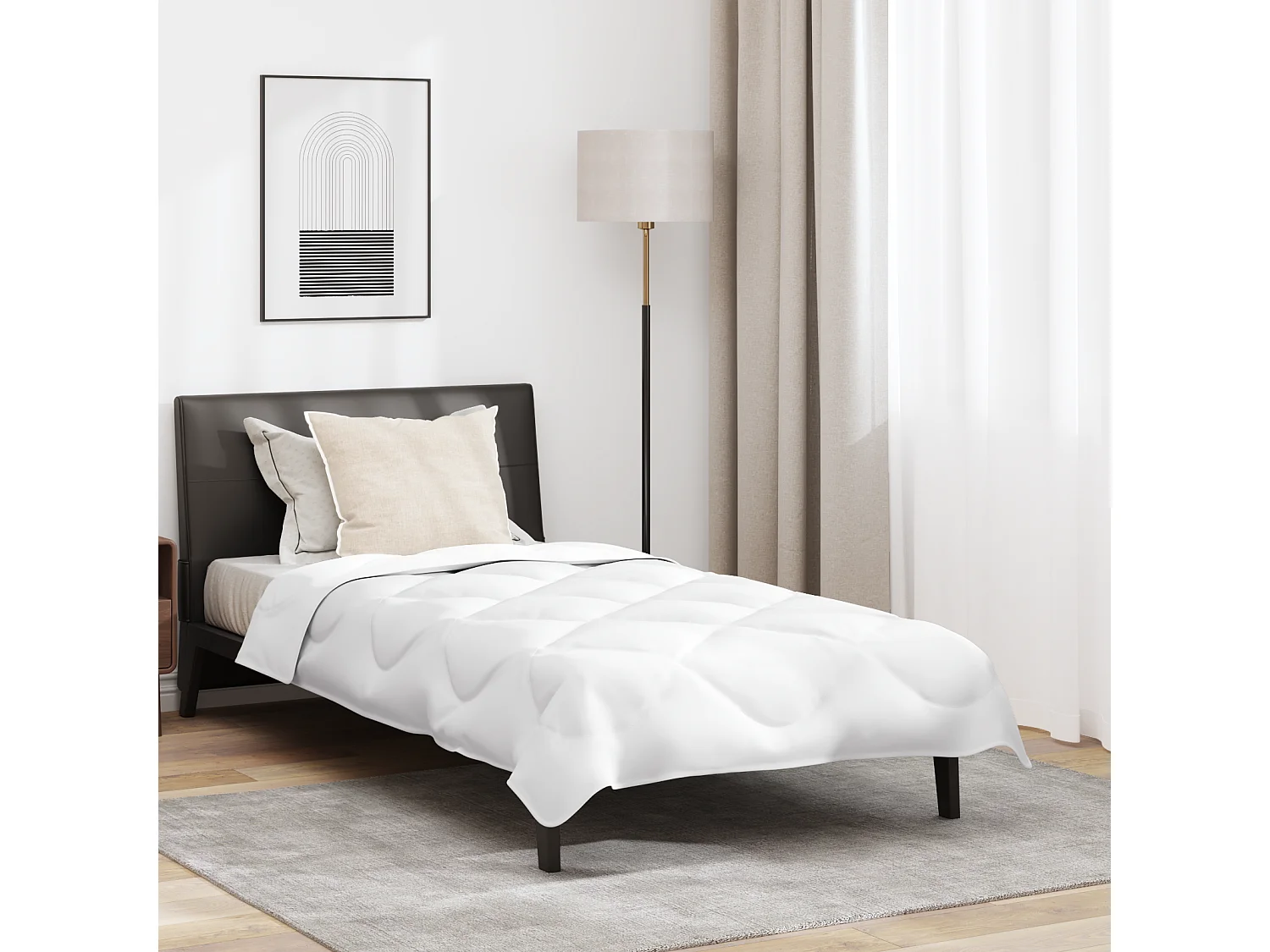 Duvet d'été avec Oreiller | Ensemble de literie 2 pcs Blanc 140 x 220 cm Microfibre