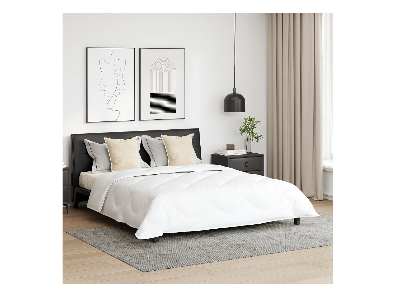 Ensemble de Couette 3 pcs Duvets | Couverture Blanc 240 x 220 cm Microfibre