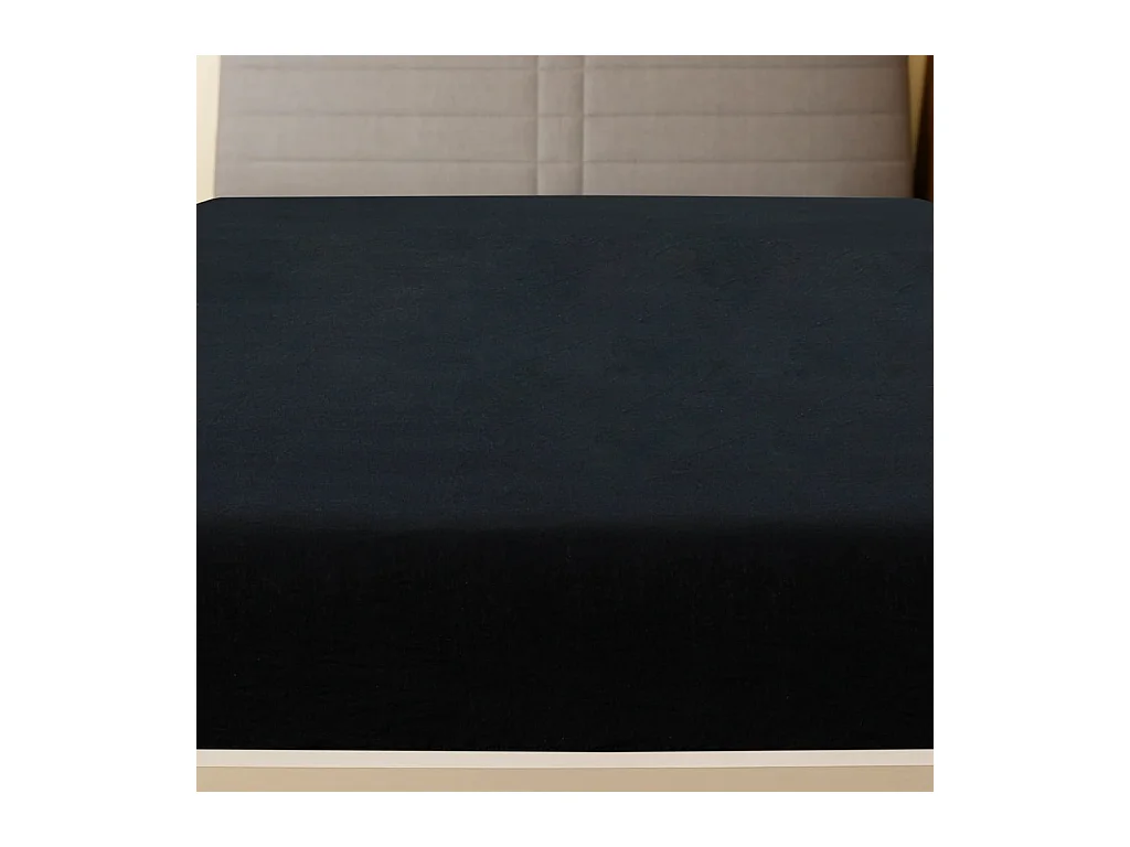 Drap-housse | Protege-matelas | Housse de matelas Jersey Noir 100x200 cm Coton