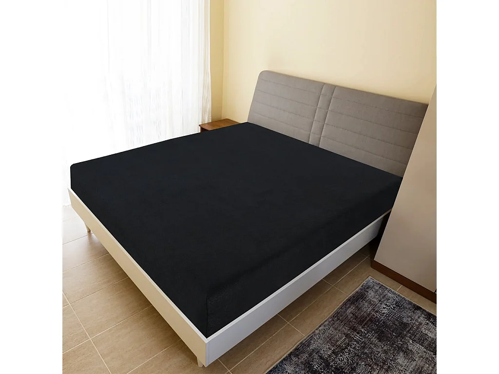 Drap-housse | Protege-matelas | Housse de matelas Jersey Noir 100x200 cm Coton