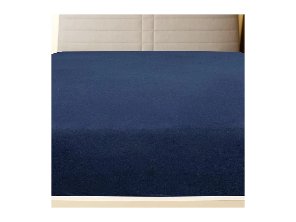 Drap-housse | Protege-matelas | Housse de matelas Jersey Bleu marine 160x200 cm Coton