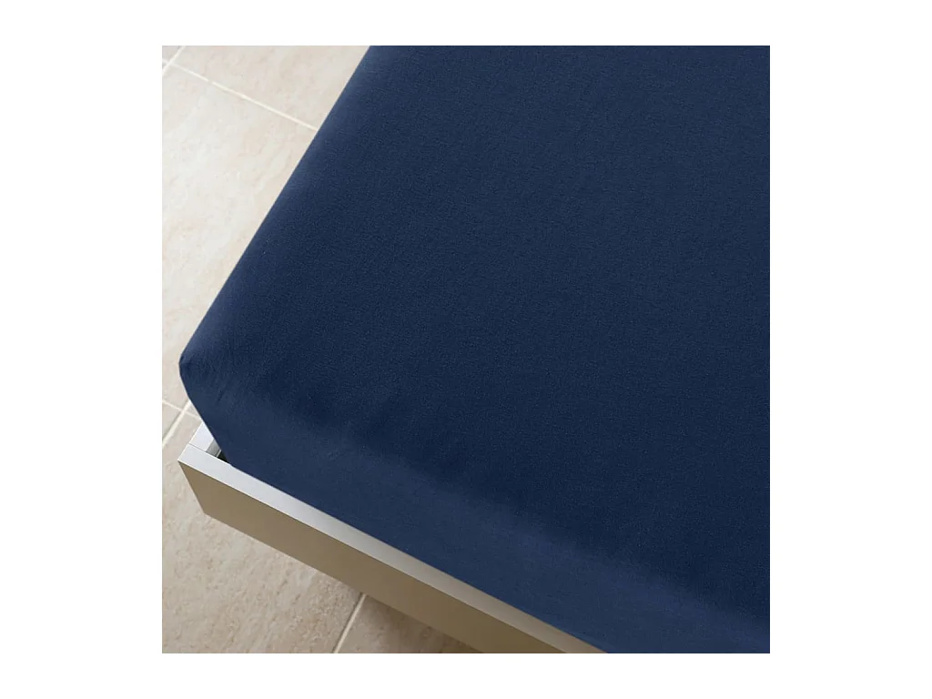 Drap-housse | Protege-matelas | Housse de matelas Jersey Bleu marine 160x200 cm Coton