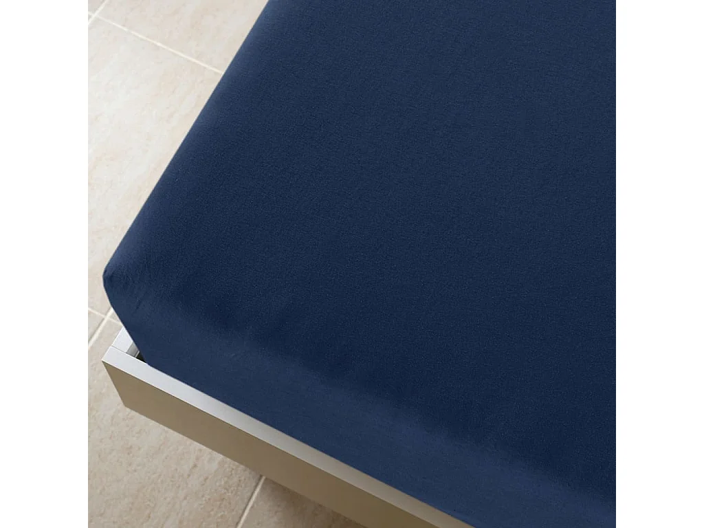 Drap-housse | Protege-matelas | Housse de matelas Jersey Bleu marine 160x200 cm Coton