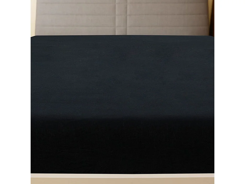 Draps-housses Jersey 2 pcs | Protege-matelas | Housse de matelas Noir 140x200 cm Coton