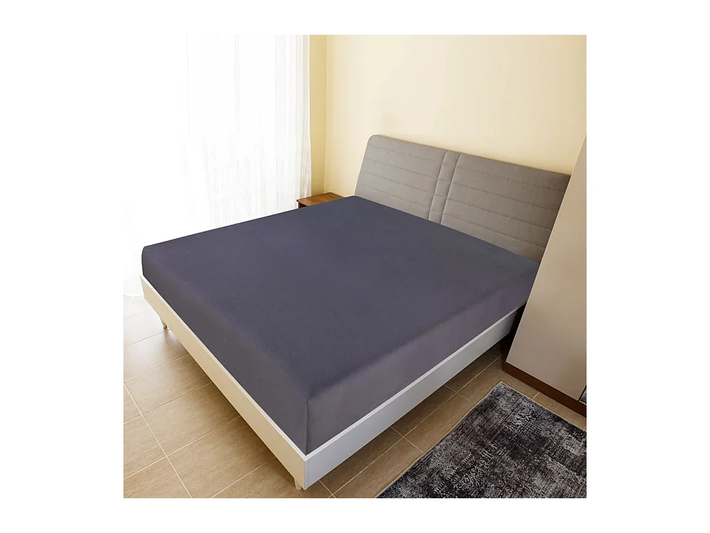 Drap-housse | Protege-matelas | Housse de matelas Jersey Anthracite 90x200 cm Coton