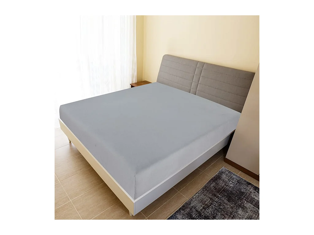 Drap-housse | Protege-matelas | Housse de matelas Jersey Gris 160x200 cm Coton